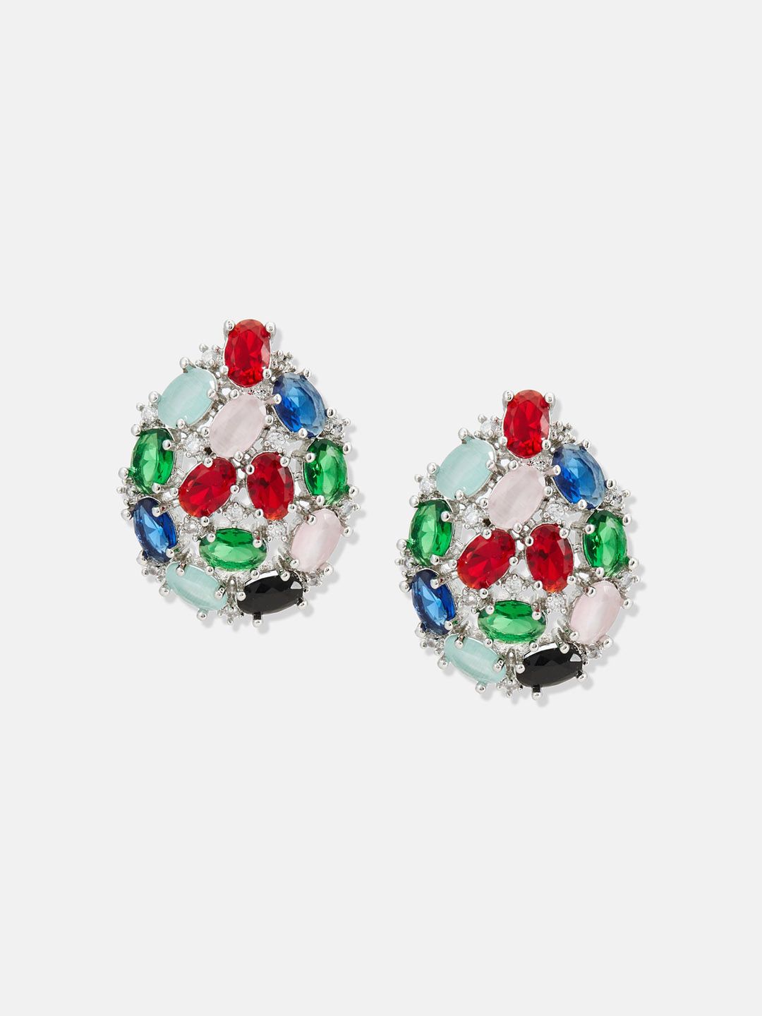 ATIBELLE Silver-Plated CZ Studded Pendants with Chain