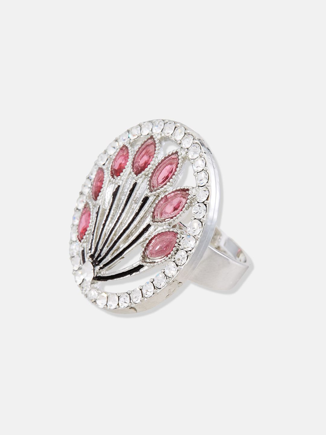 ATIBELLE Gold-Plated Stone-Studded Adjustable Finger Ring