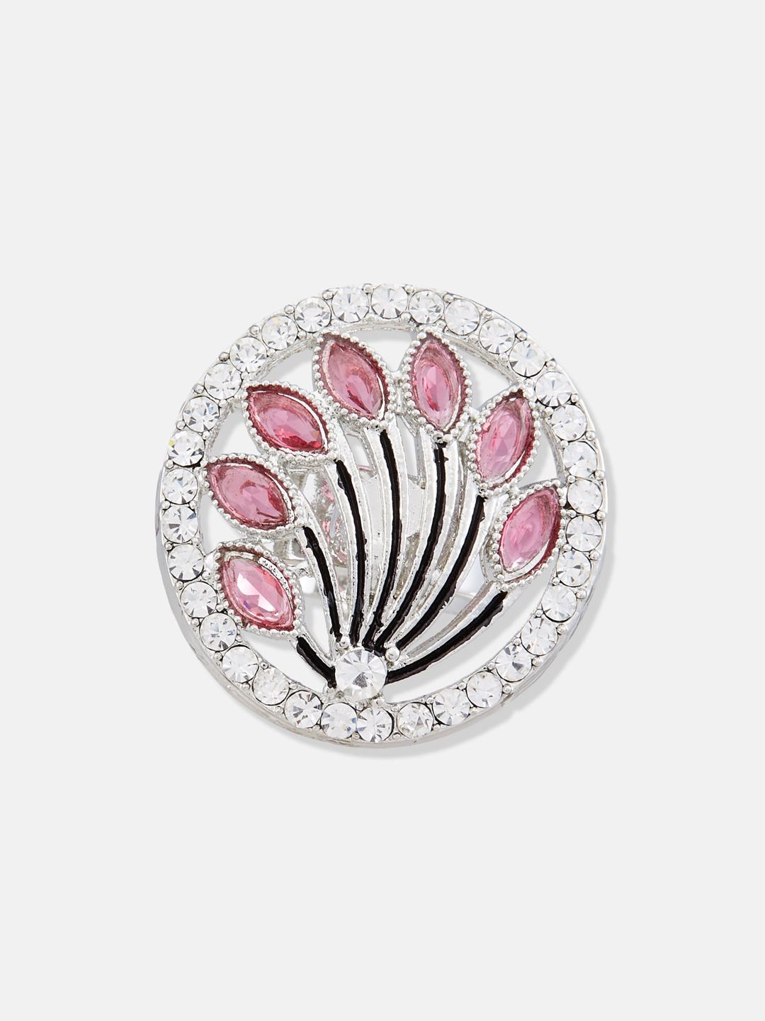 ATIBELLE Gold-Plated Stone-Studded Adjustable Finger Ring