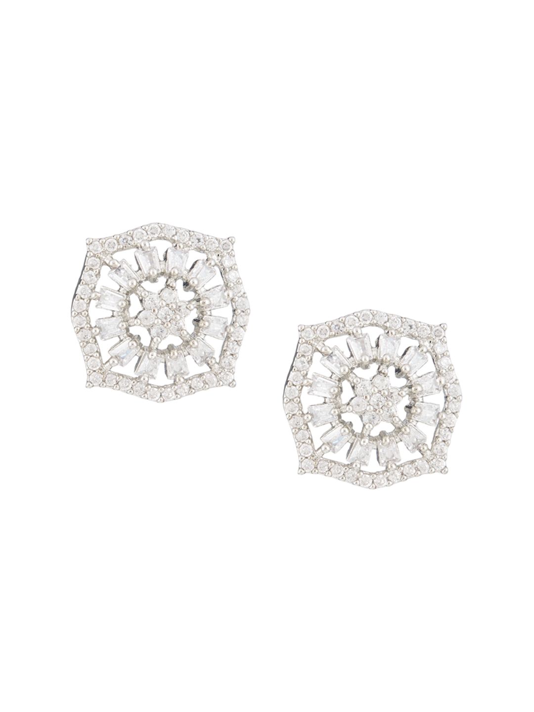 ATIBELLE Silver-Plated CZ Studded Pendants With Chain