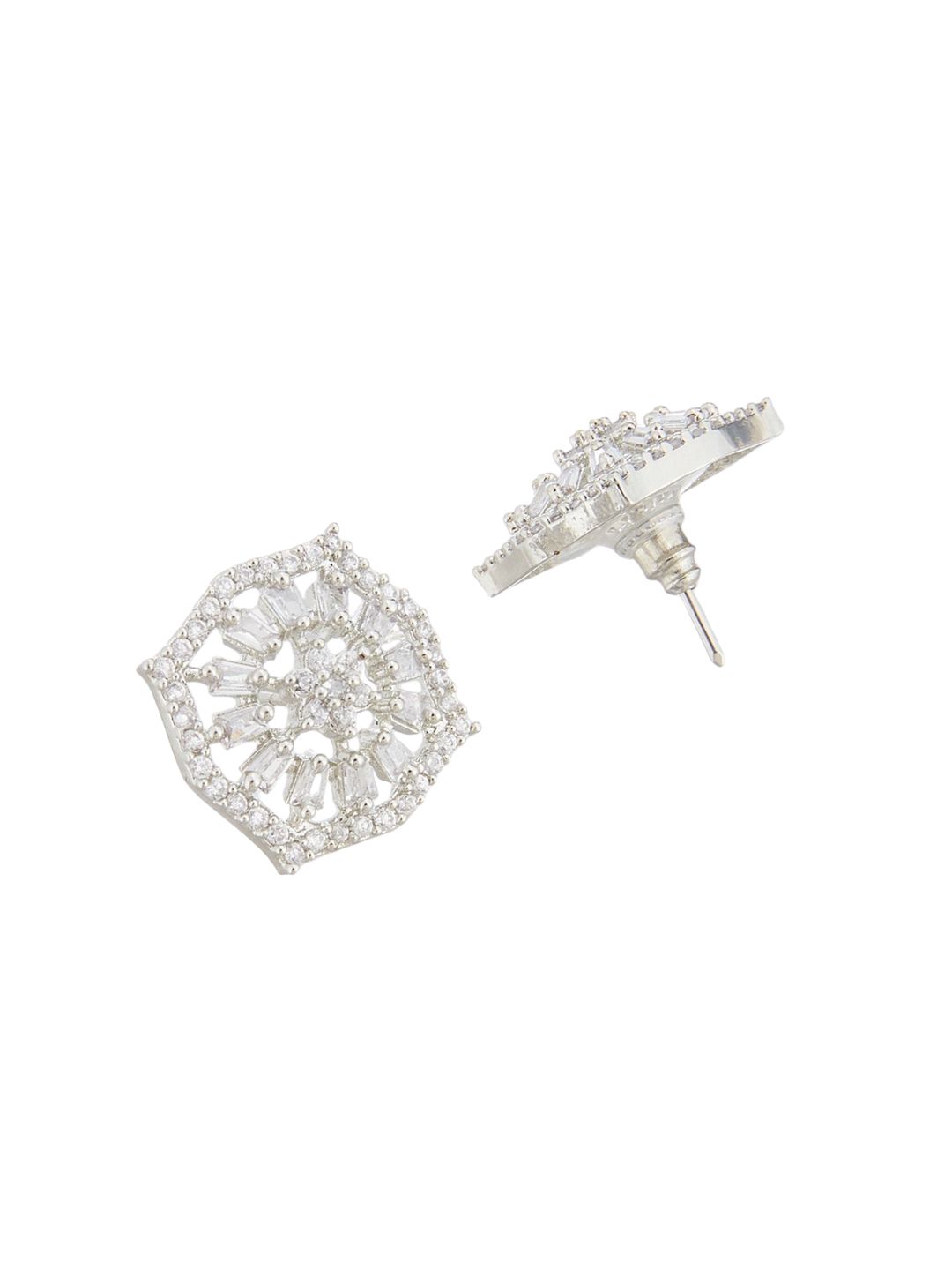 ATIBELLE Silver-Plated CZ Studded Pendants With Chain