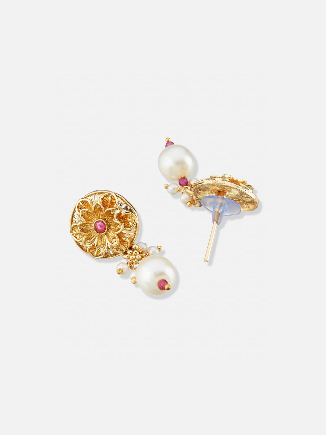 ATIBELLE Gold-Plated Kundan-Stones Studded & Pearl Beaded Jewellery Set