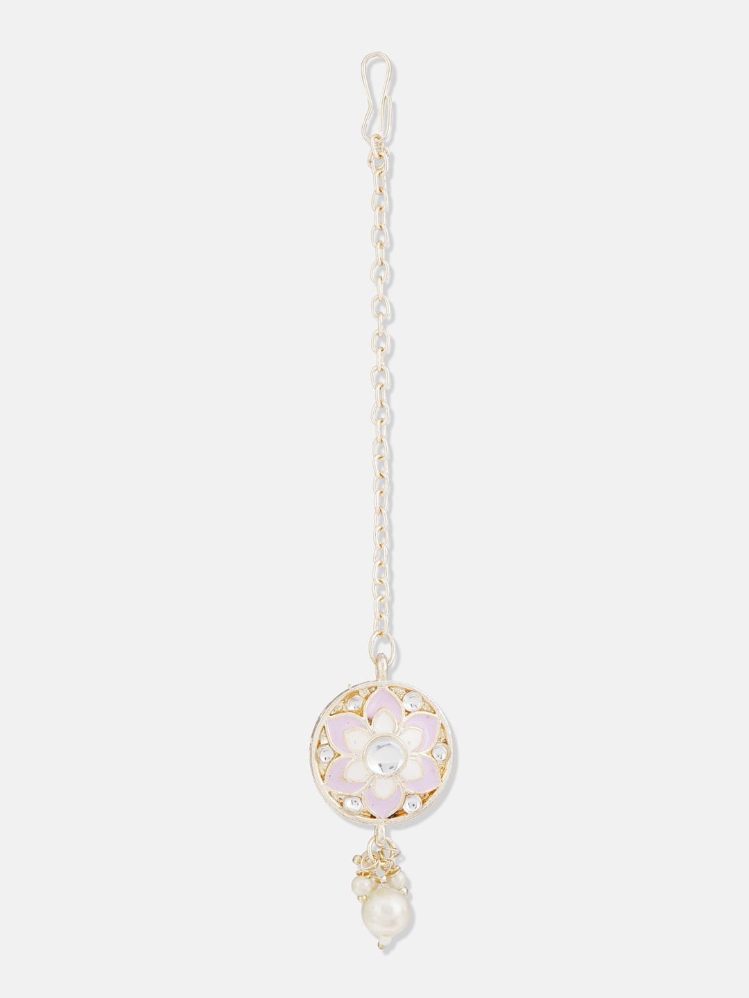 ATIBELLE Gold-Plated Stones Studded & Beaded Meenakari Necklace and Earrings & Maang Tika