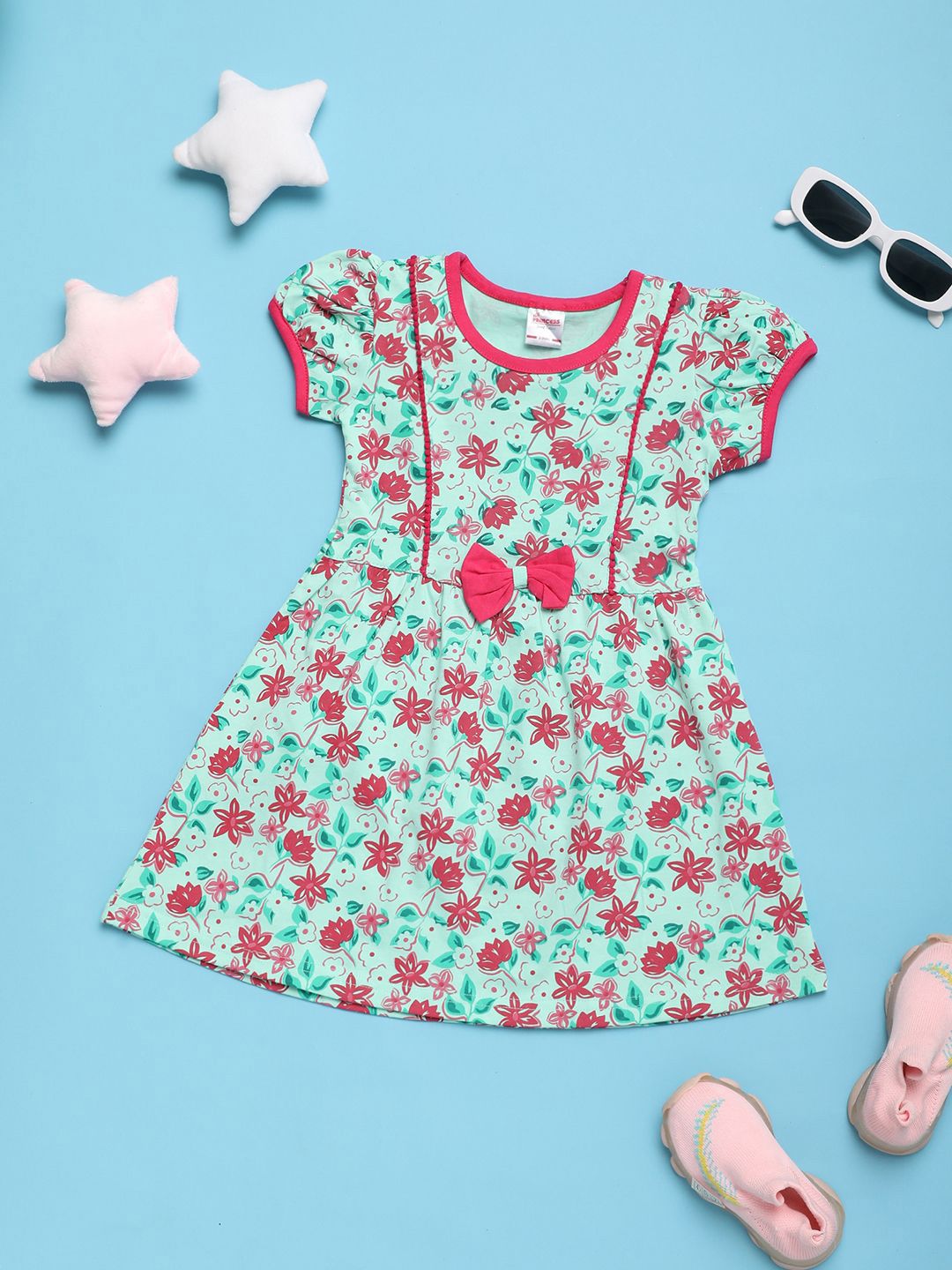V-Mart Round Neck Floral Printed Cotton Fit & Flare Dress-picture-25