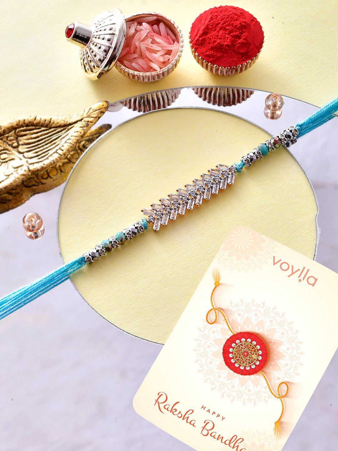 Voylla Men's Blue Bejewelled Brother Thread Rakhi-picture-31