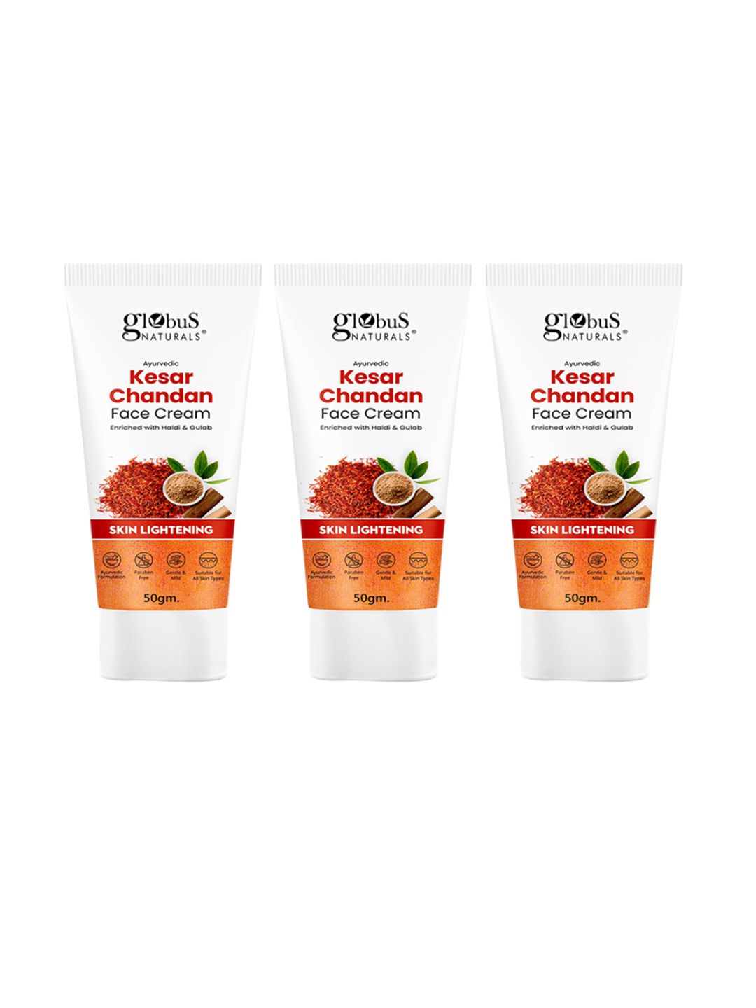 Globus naturals Set Of 3 Kesar Chandan Face Cream - 50g Each-image-5