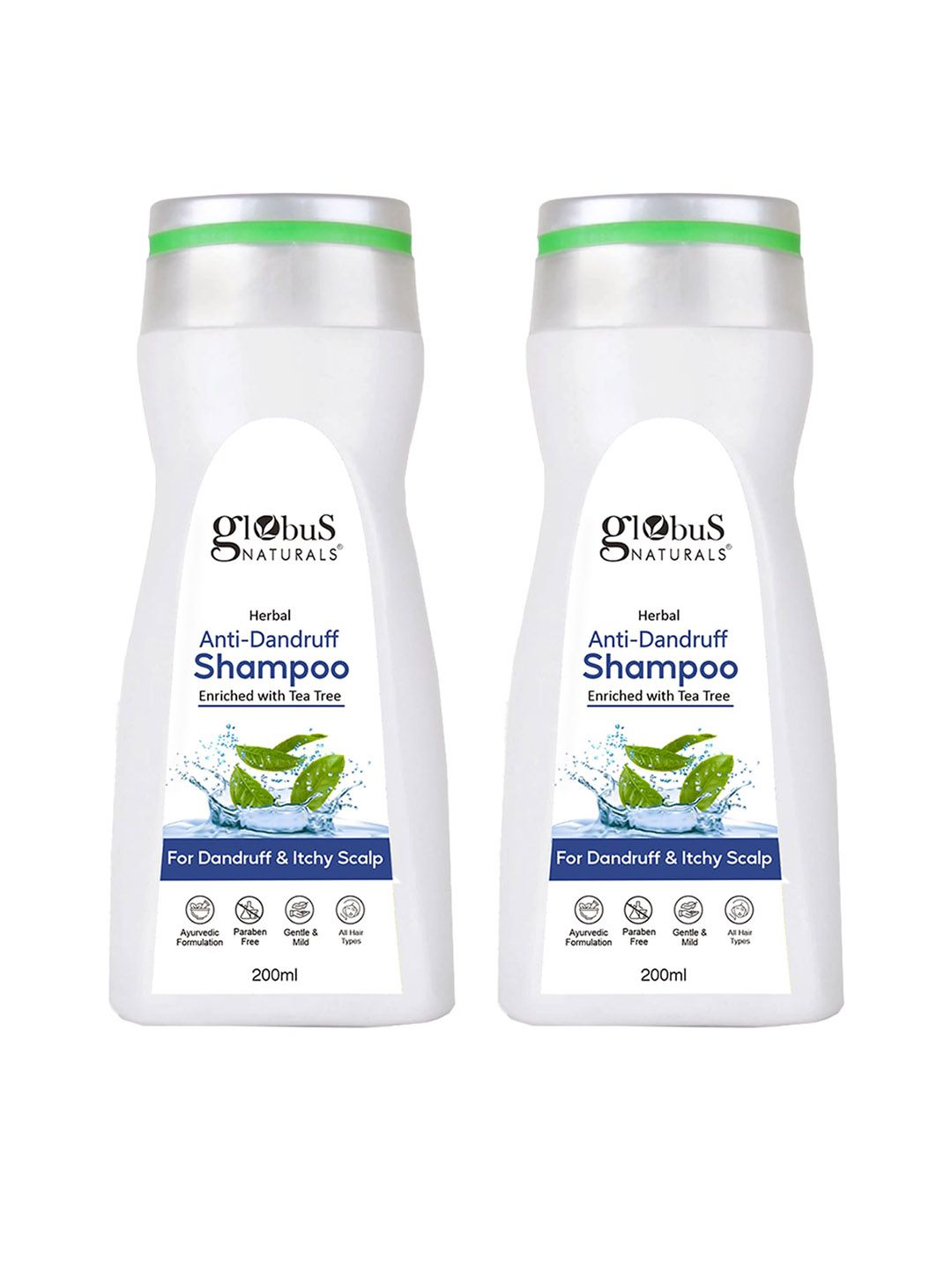 Globus naturals Set Of 2 Green Tea Herbal Anti-Dandruff Itchy Scalp Shampoo - 200 ml Each-image-49