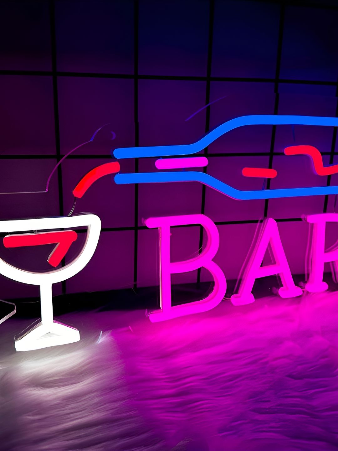 the party planet Pink & Blue Bar Sign Shaped LED Neon Lights-picture-45