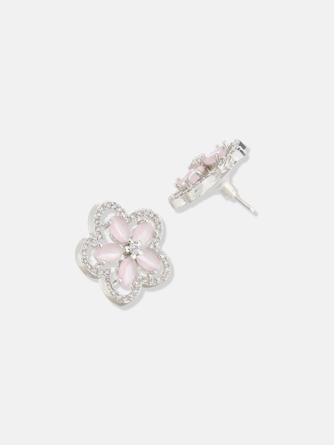 ATIBELLE Silver Plated Cubic Zirconia Stone Studded Jewellery Set