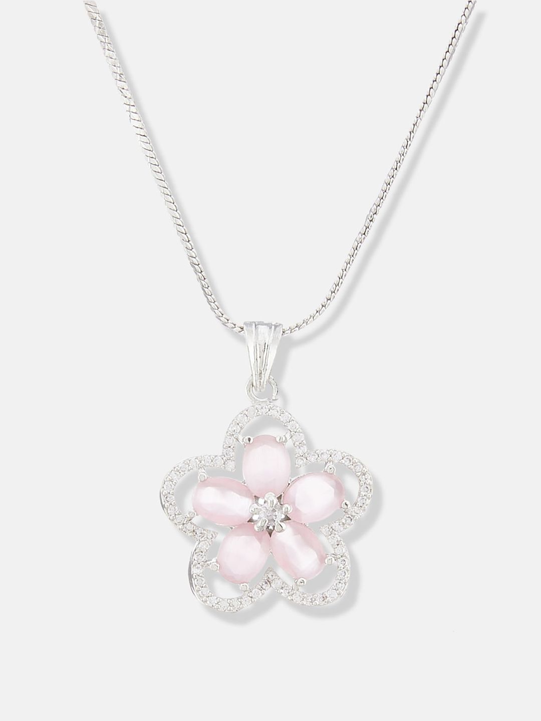 ATIBELLE Silver Plated Cubic Zirconia Stone Studded Jewellery Set