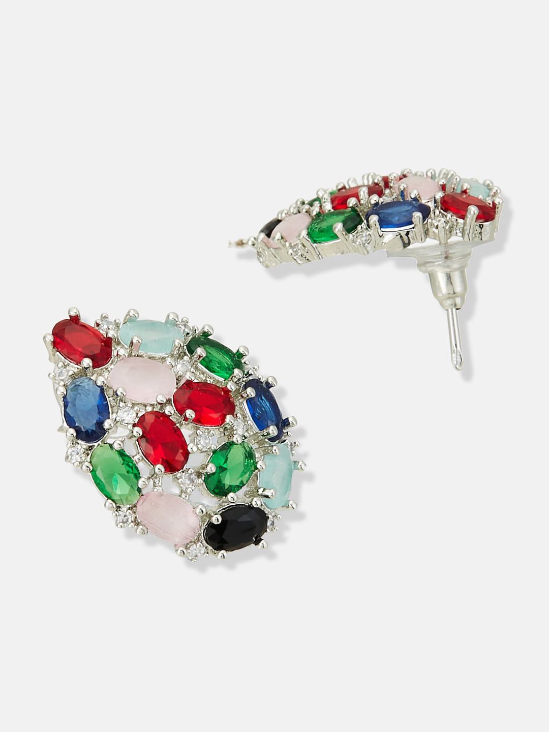 ATIBELLE Silver Plated Cubic Zirconia Studded Jewellery Set