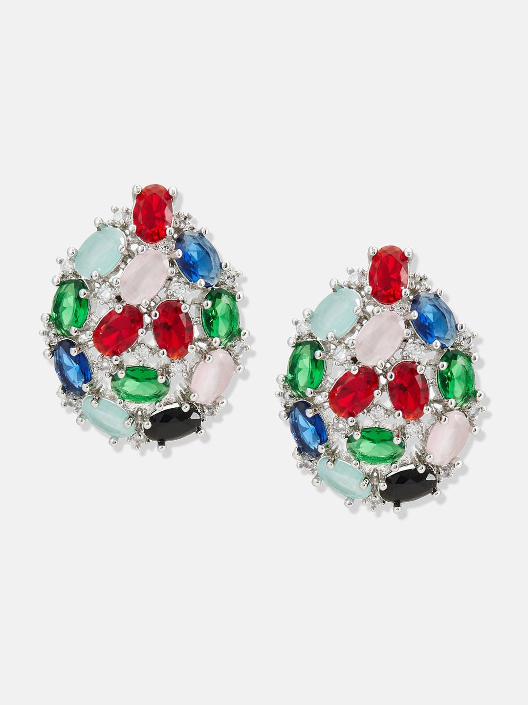 ATIBELLE Silver Plated Cubic Zirconia Studded Jewellery Set