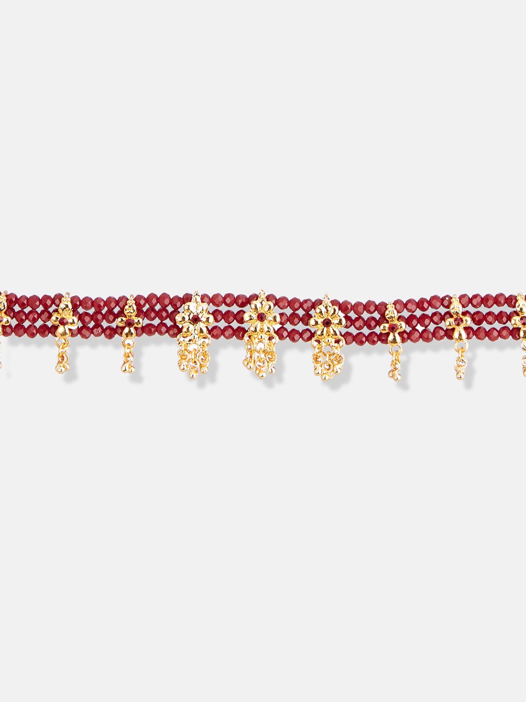 ATIBELLE Gold-plated Stone-Studded & Beaded Necklace & Earrings