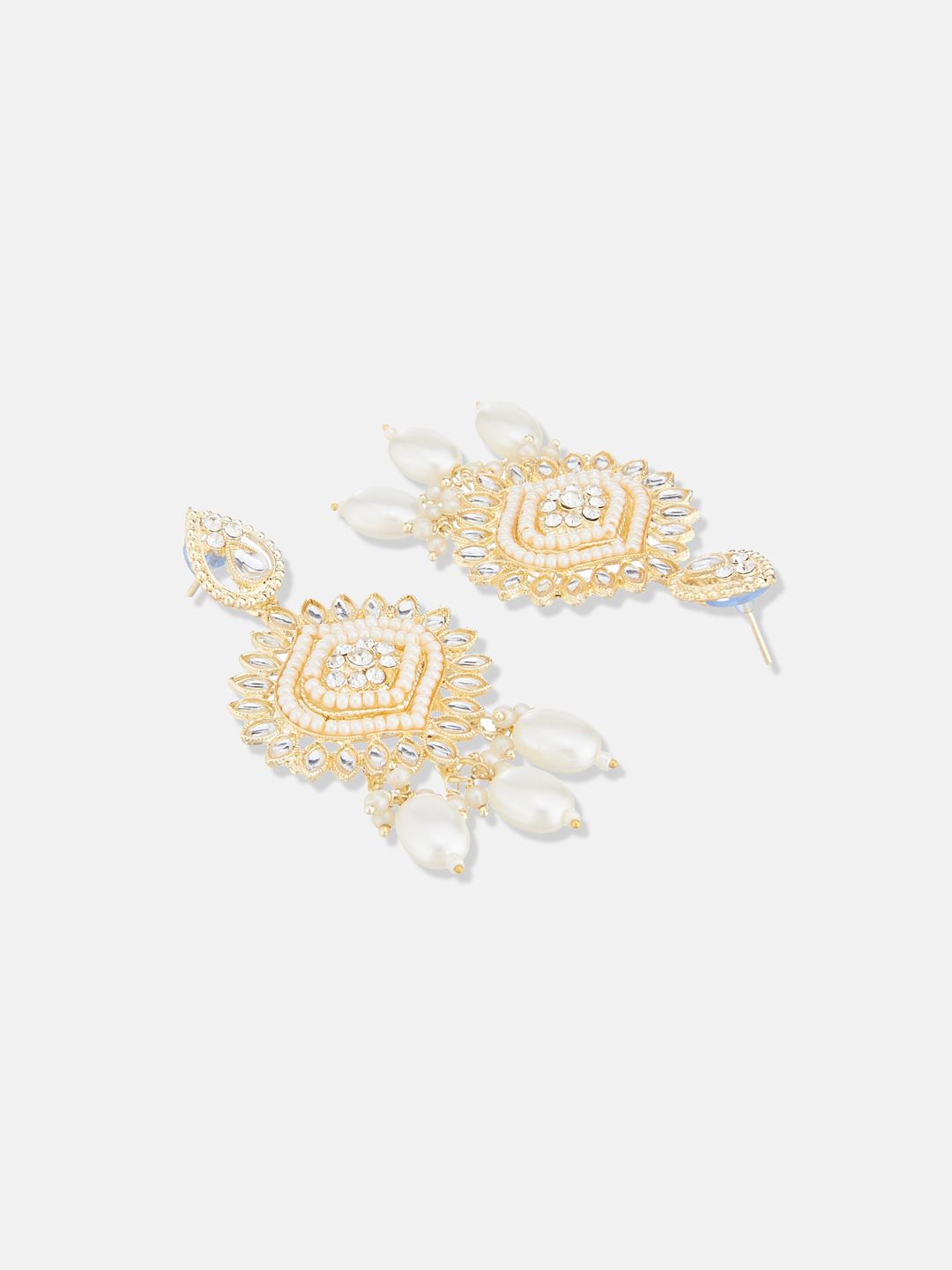 ATIBELLE Gold Plated Kundan Studded & Beaded Necklace & Earrings