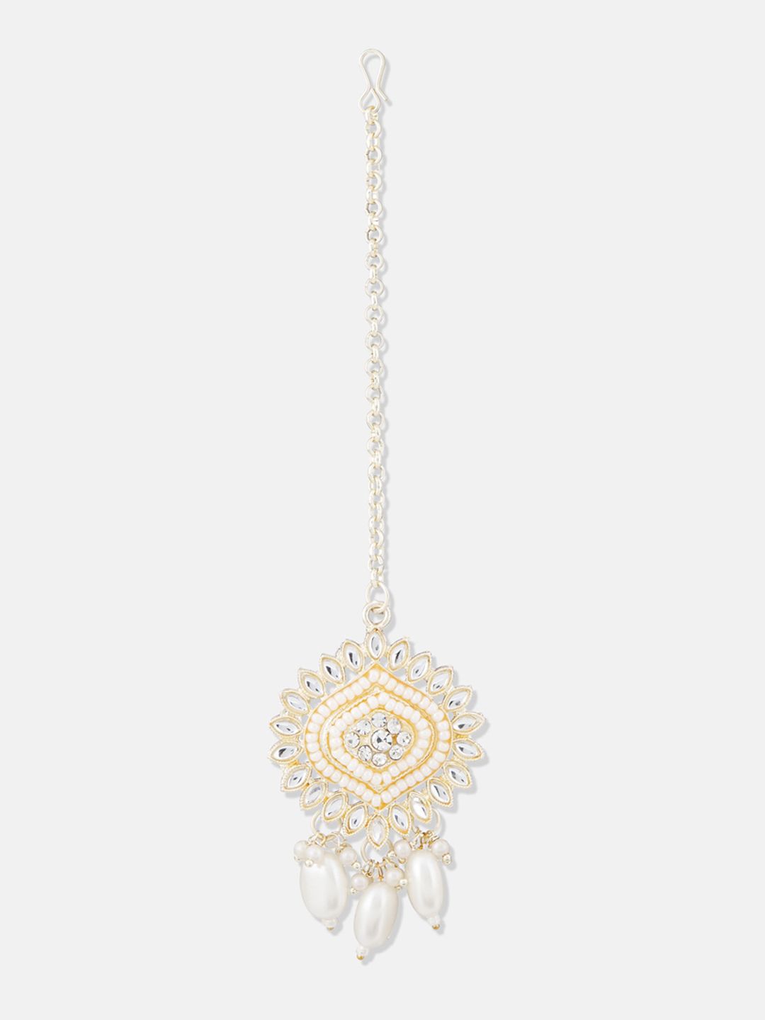 ATIBELLE Gold Plated Kundan Studded & Beaded Necklace & Earrings