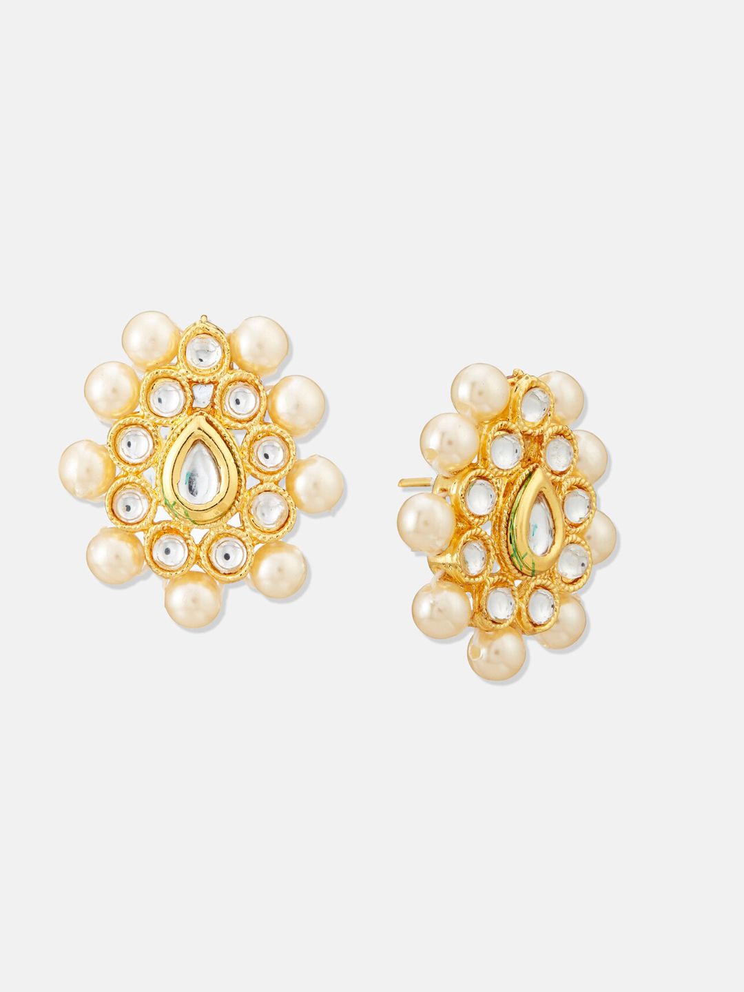 ATIBELLE Gold Plated Kundan Stone Studded & Beaded Jewellery Set