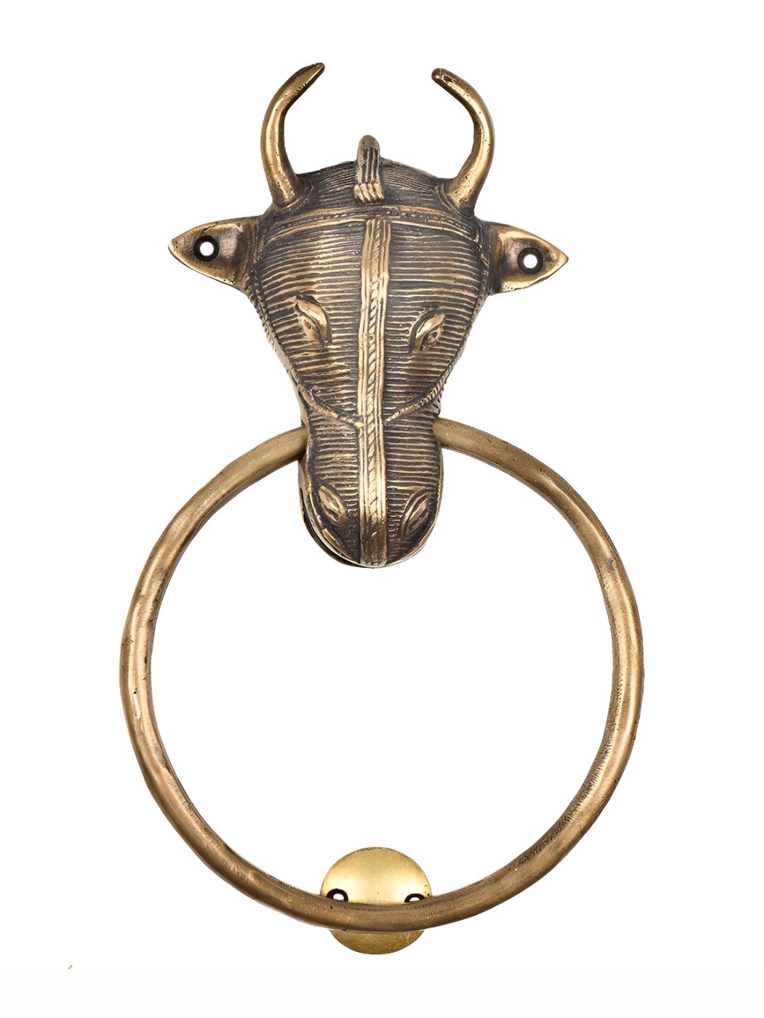 Indianshelf Tribal Bull Ox Head Brass Door Knocker-image-12