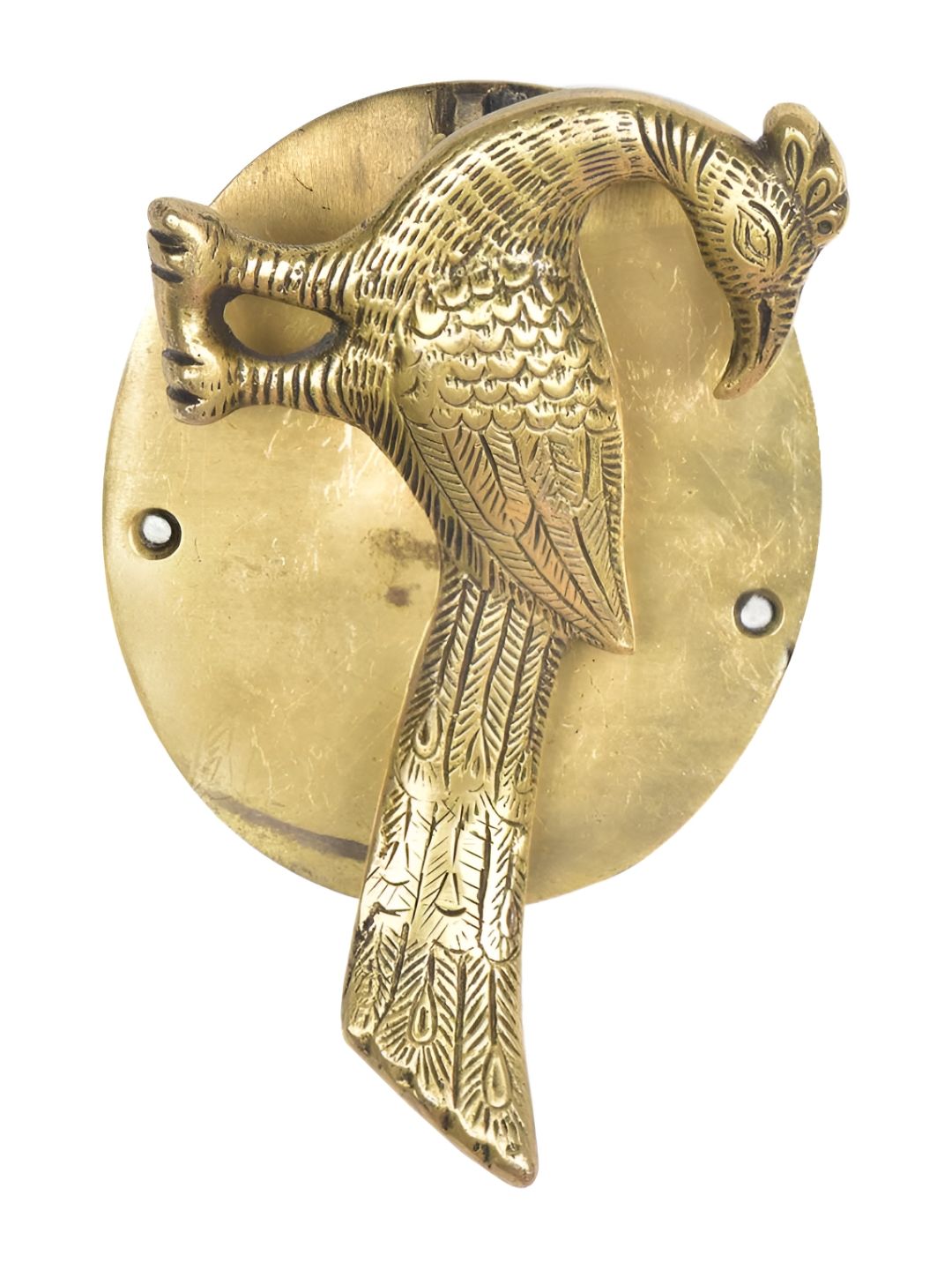 Indianshelf Carved Peacock Statue Brass Door Knocker-picture-0