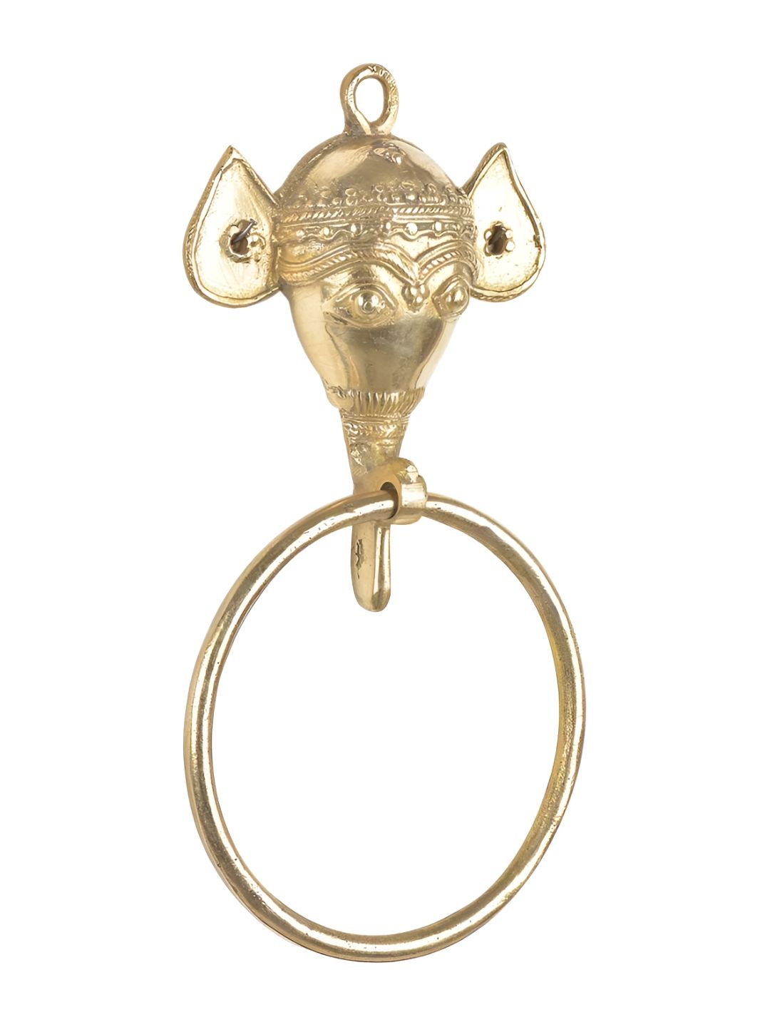 Indianshelf Gold Toned Elephant Brass Door Knocker-image-1