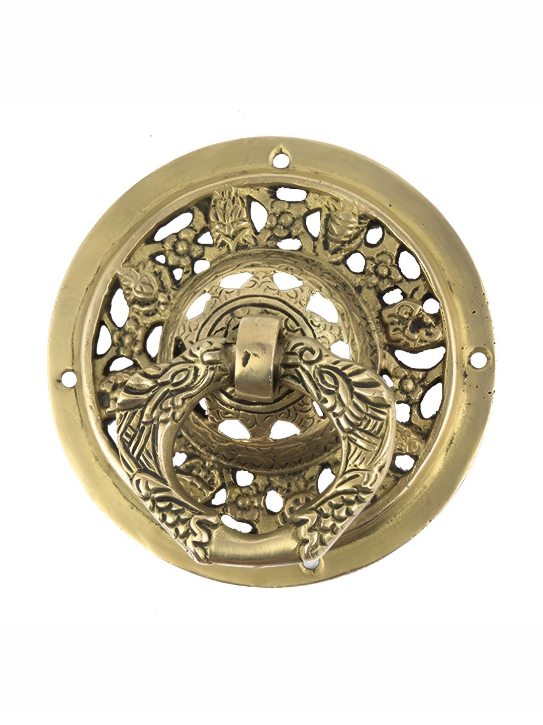Indianshelf Gold toned Brass Ornate Design Parrot Ring Brass Door Knocker-image-22