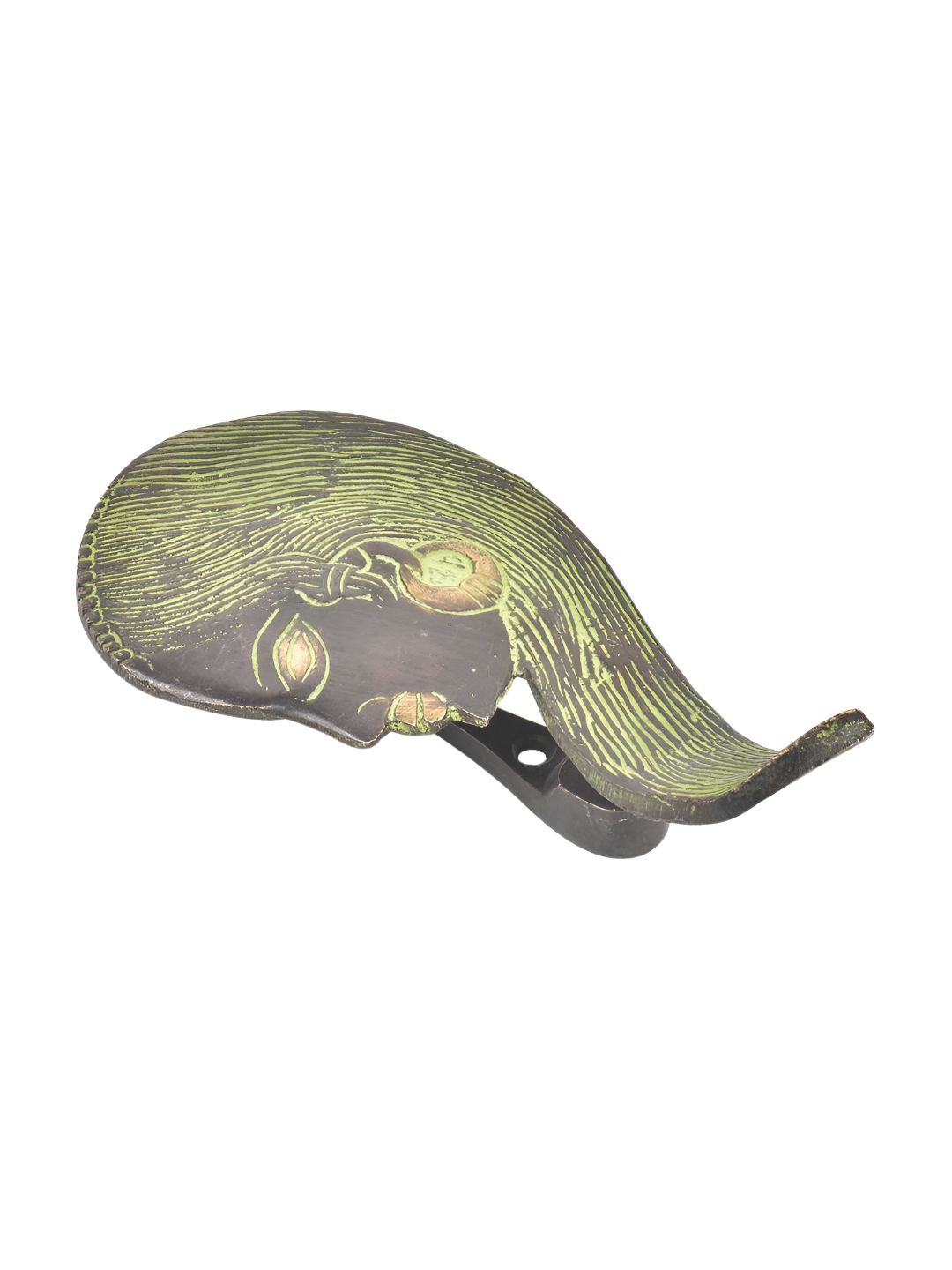Indianshelf Black & Green Textured Face Shaped Brass Door Knocker-image-15