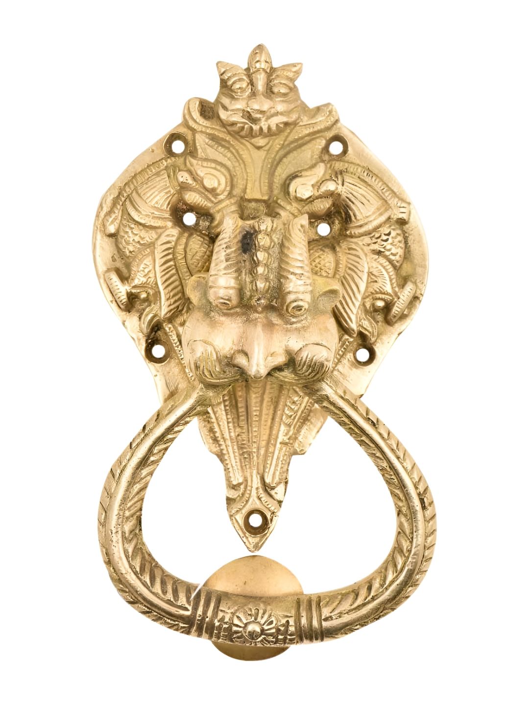 Indianshelf Beige Brass Dragon Face Door Knocker-image-35
