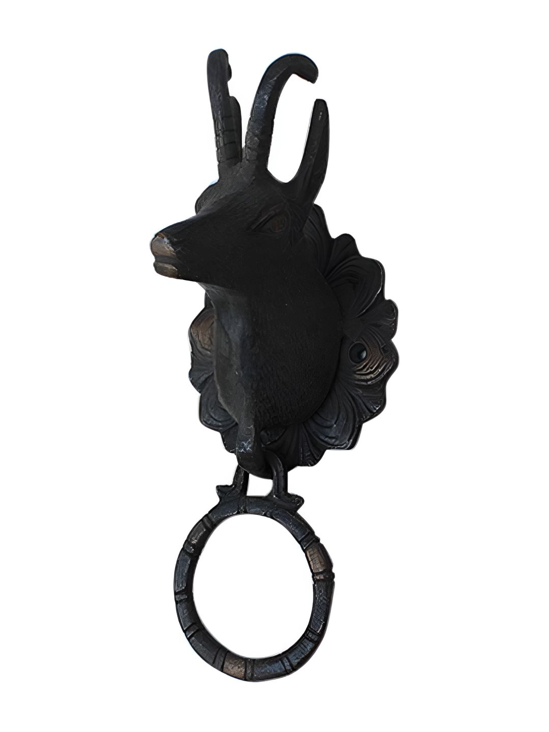 Indianshelf Black Antique Billy Goat Door Knocker-picture-0