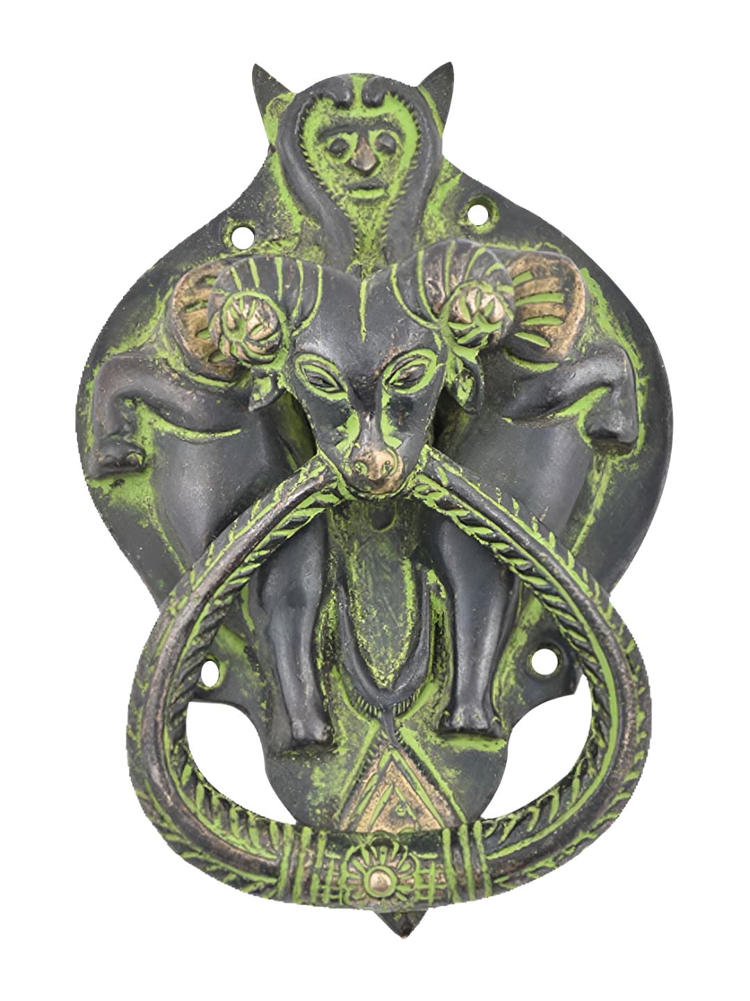 Indianshelf Black & Green Deer Two Elephants Knocker-image-42