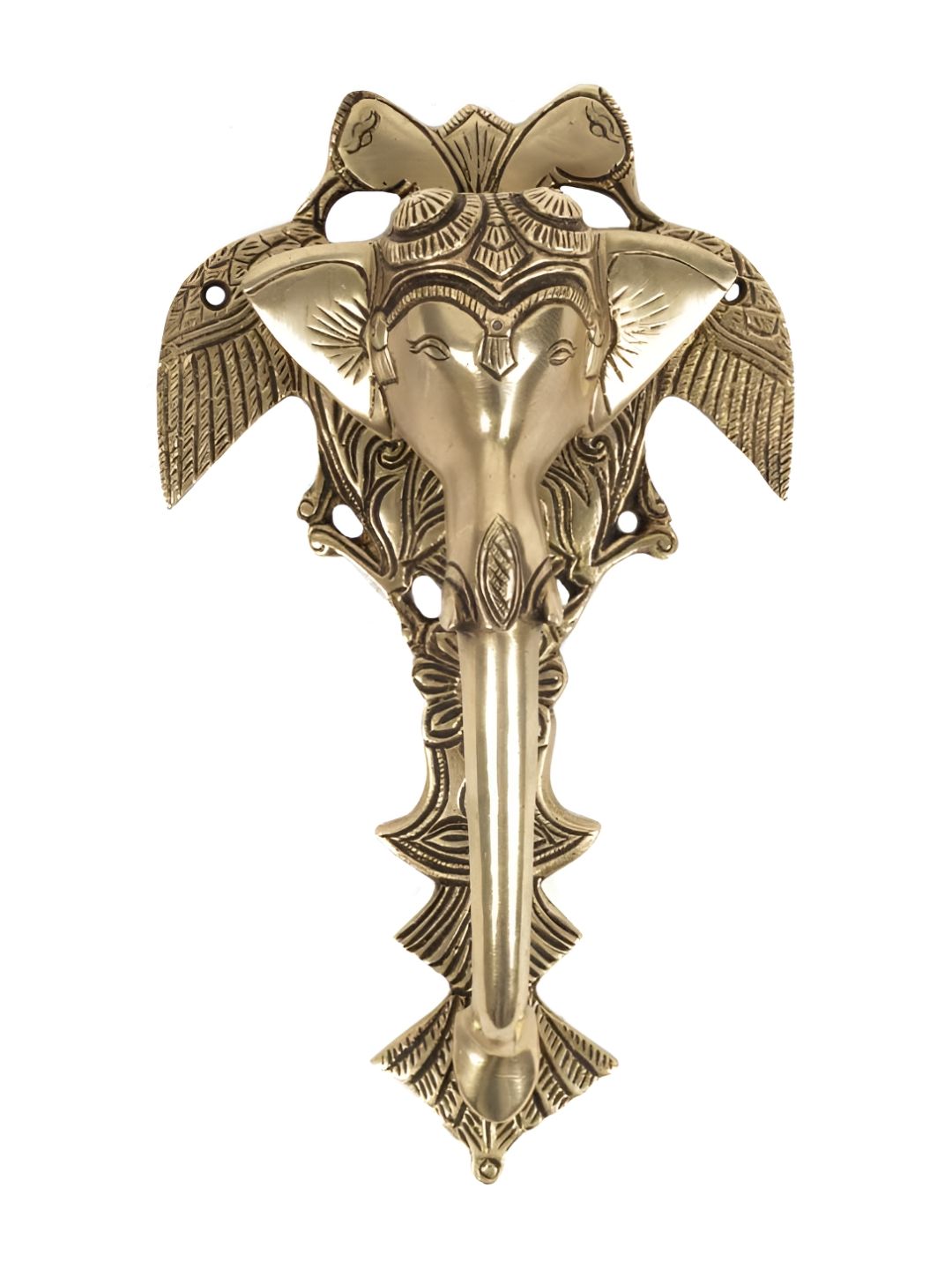 Indianshelf Beige Elephant Head With Peacocks Door Knocker-picture-3