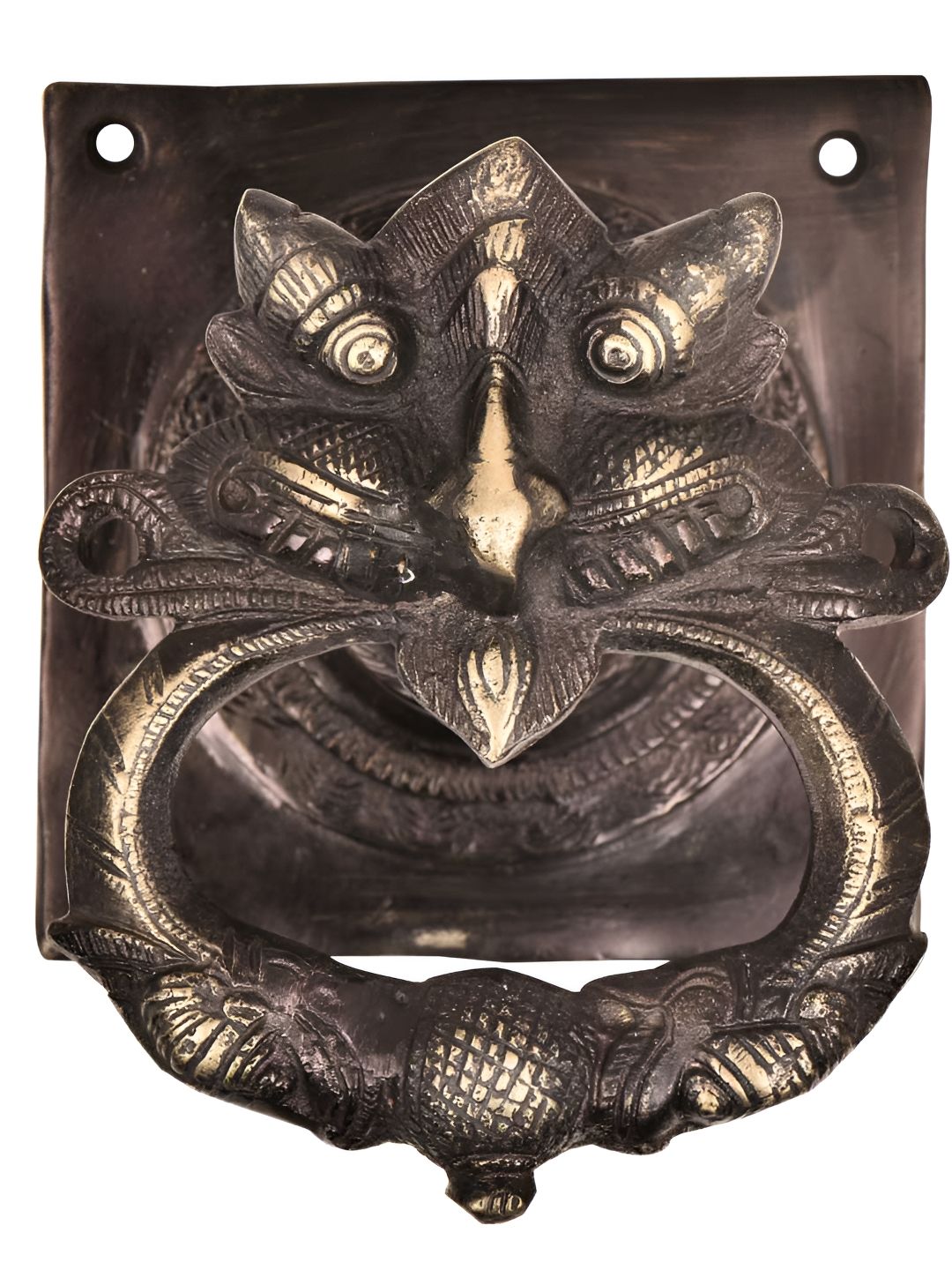 Indianshelf Beige & Black Heavy Demon Faced Door knocker-picture-11