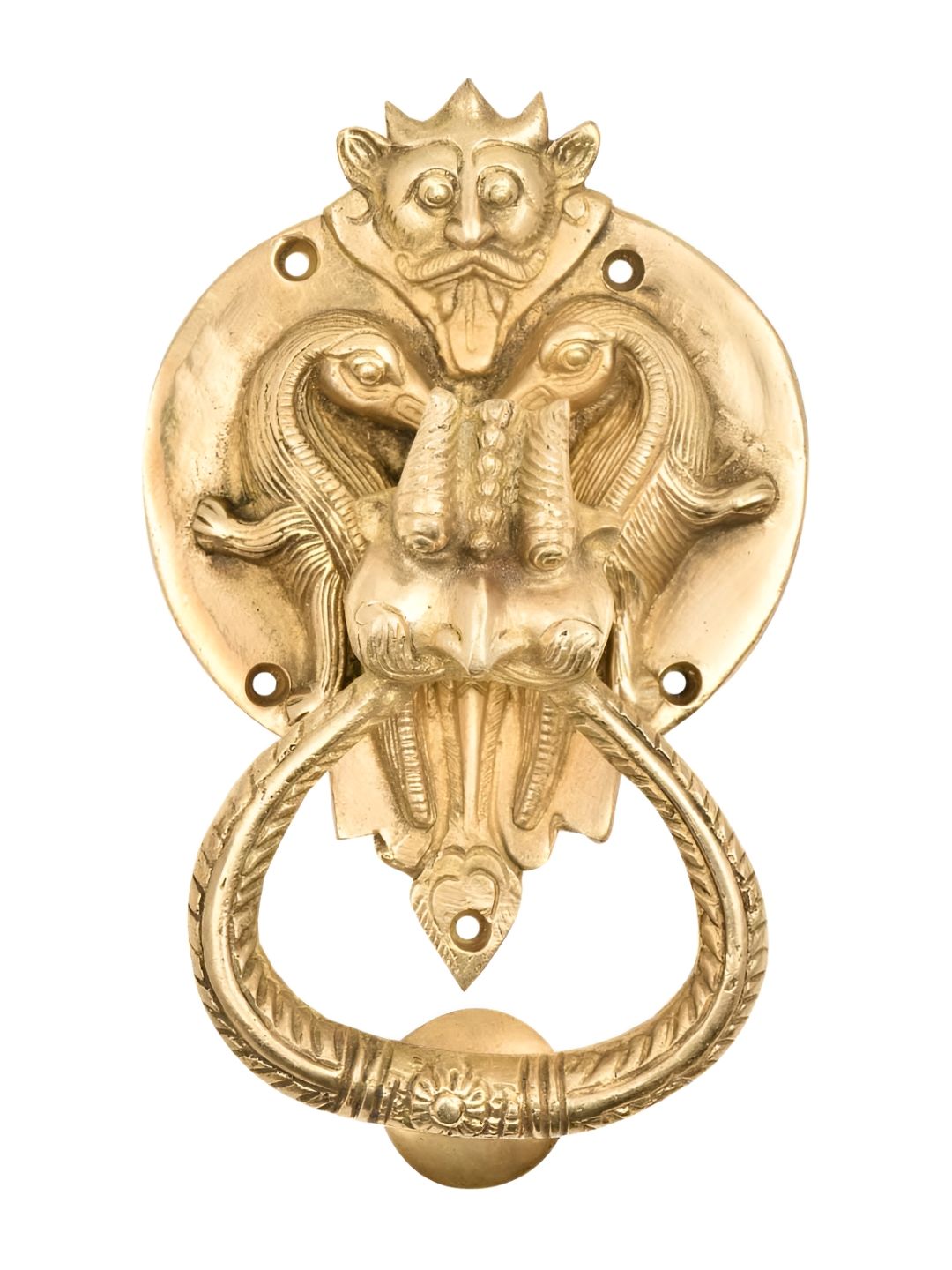 Indianshelf Gold Toned Textured Door Knocker Ring-picture-37
