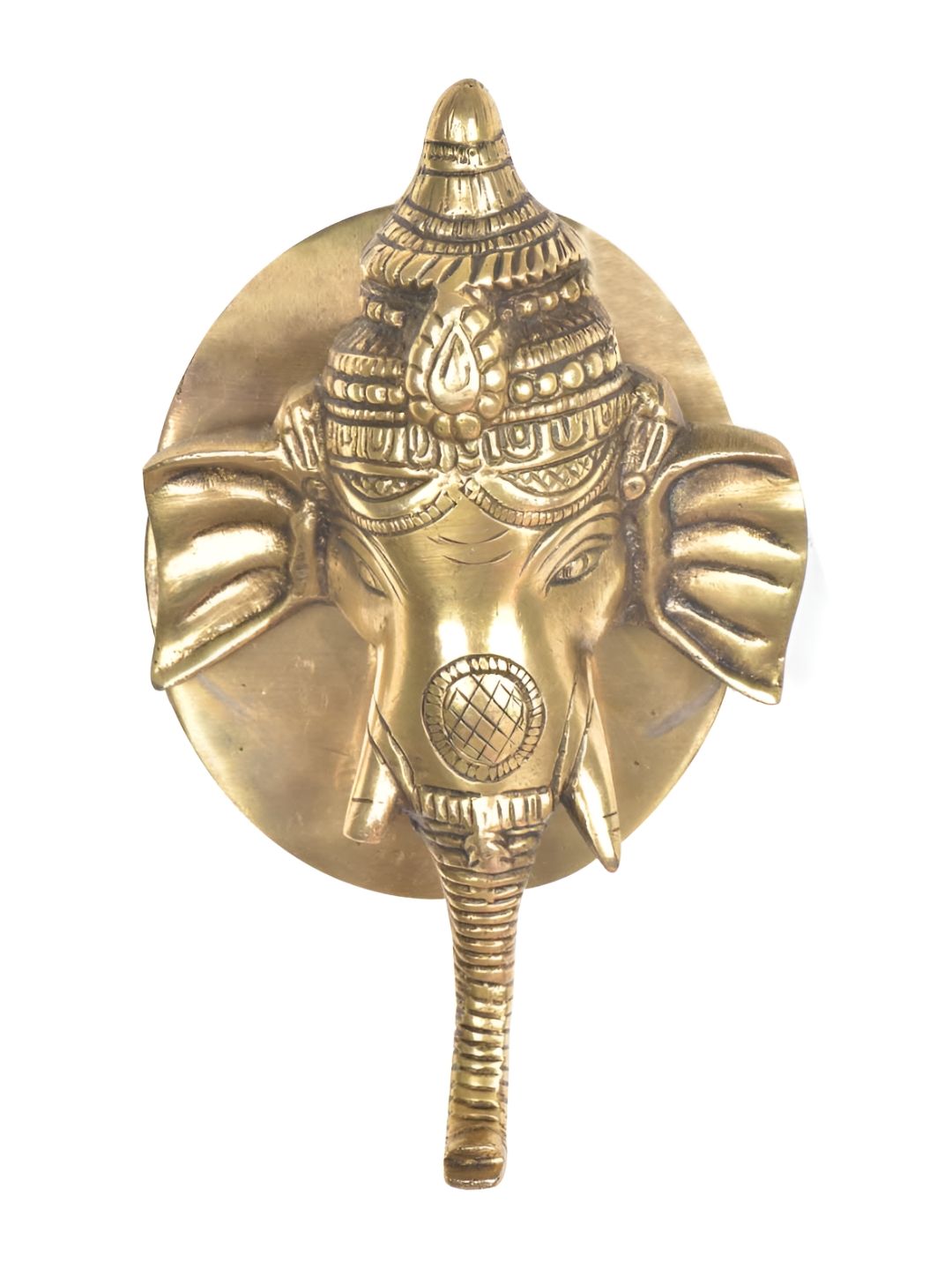 Indianshelf Gold Toned Ganesha Brass Head Door Knocker-image-31