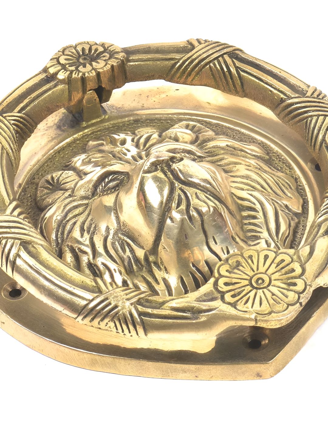 Indianshelf Beige Lion Head With Flower Crown Door Knocker-picture-49
