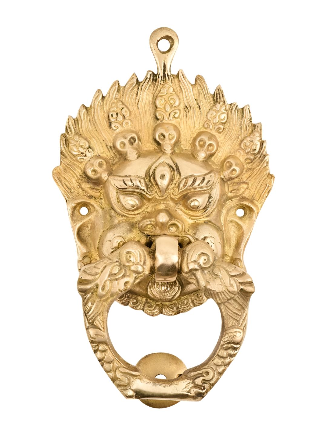 Indianshelf Beige Vajra Mahakala Buddha Head Ring Door Knocker-image-25