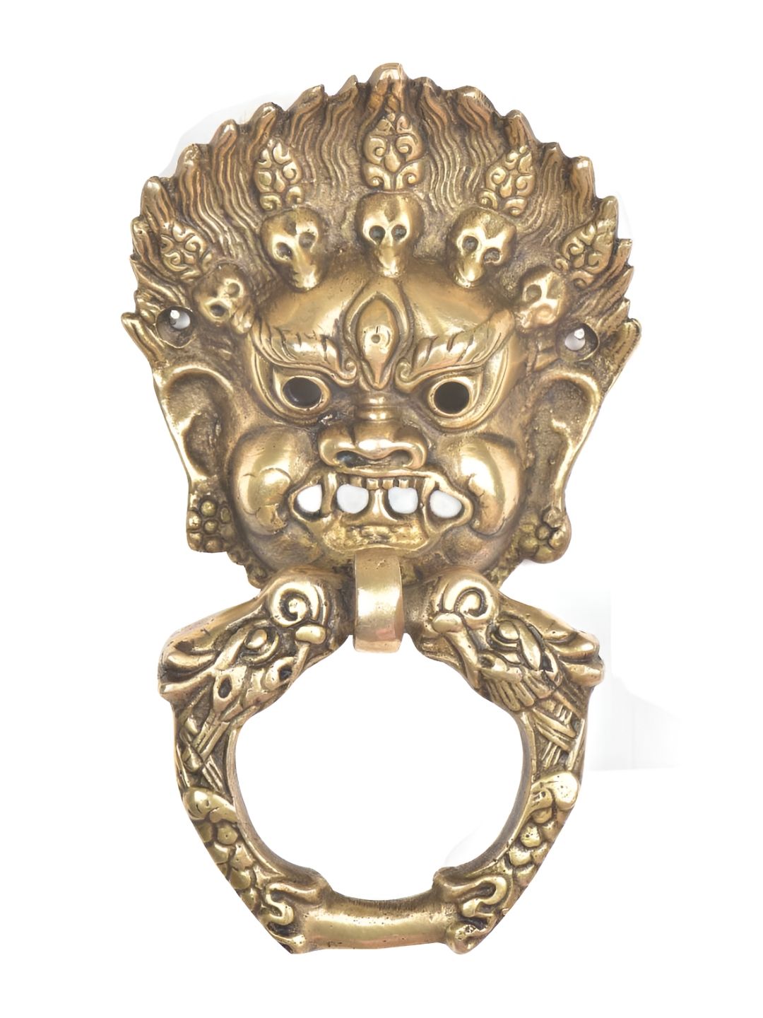 Indianshelf Beige Vajra Mahakala Buddha Head Door Knocker Ring-image-6