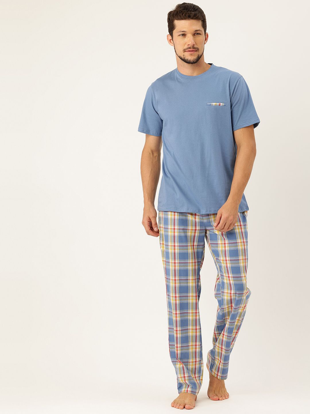ETC Men Checked Pure Cotton Night suit-picture-26