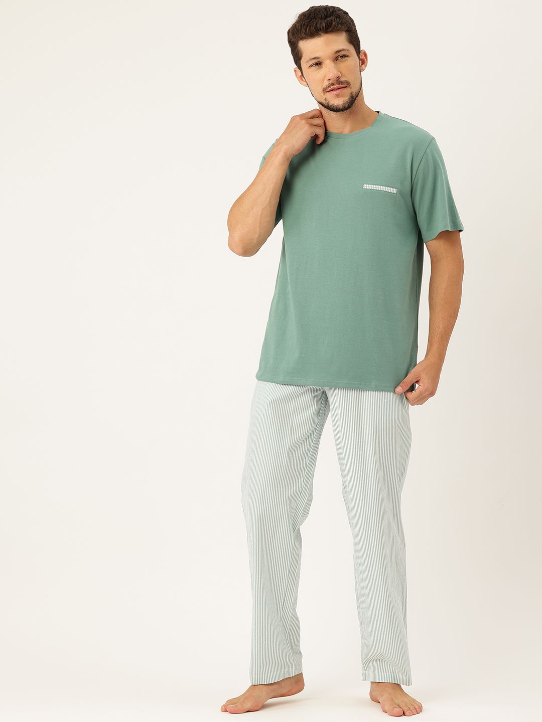 ETC Men Striped Pure Cotton Night suit-image-14