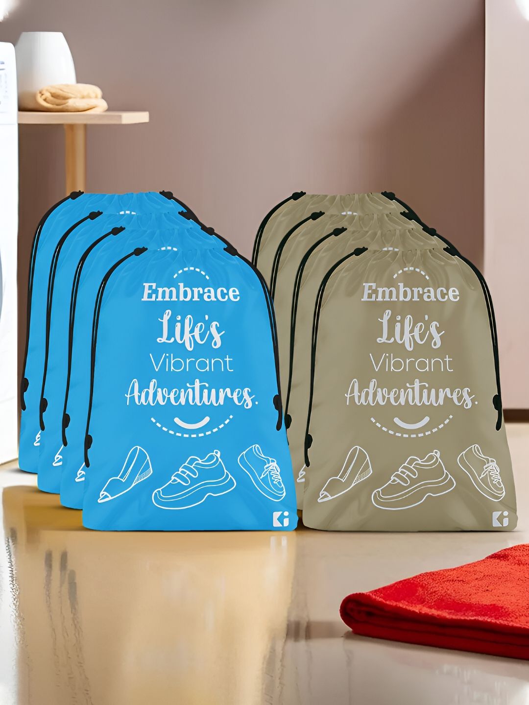 Kuber Industries Blue and Brown 8 Pieces Regular Travel Storage Shoe Organisers-picture-17