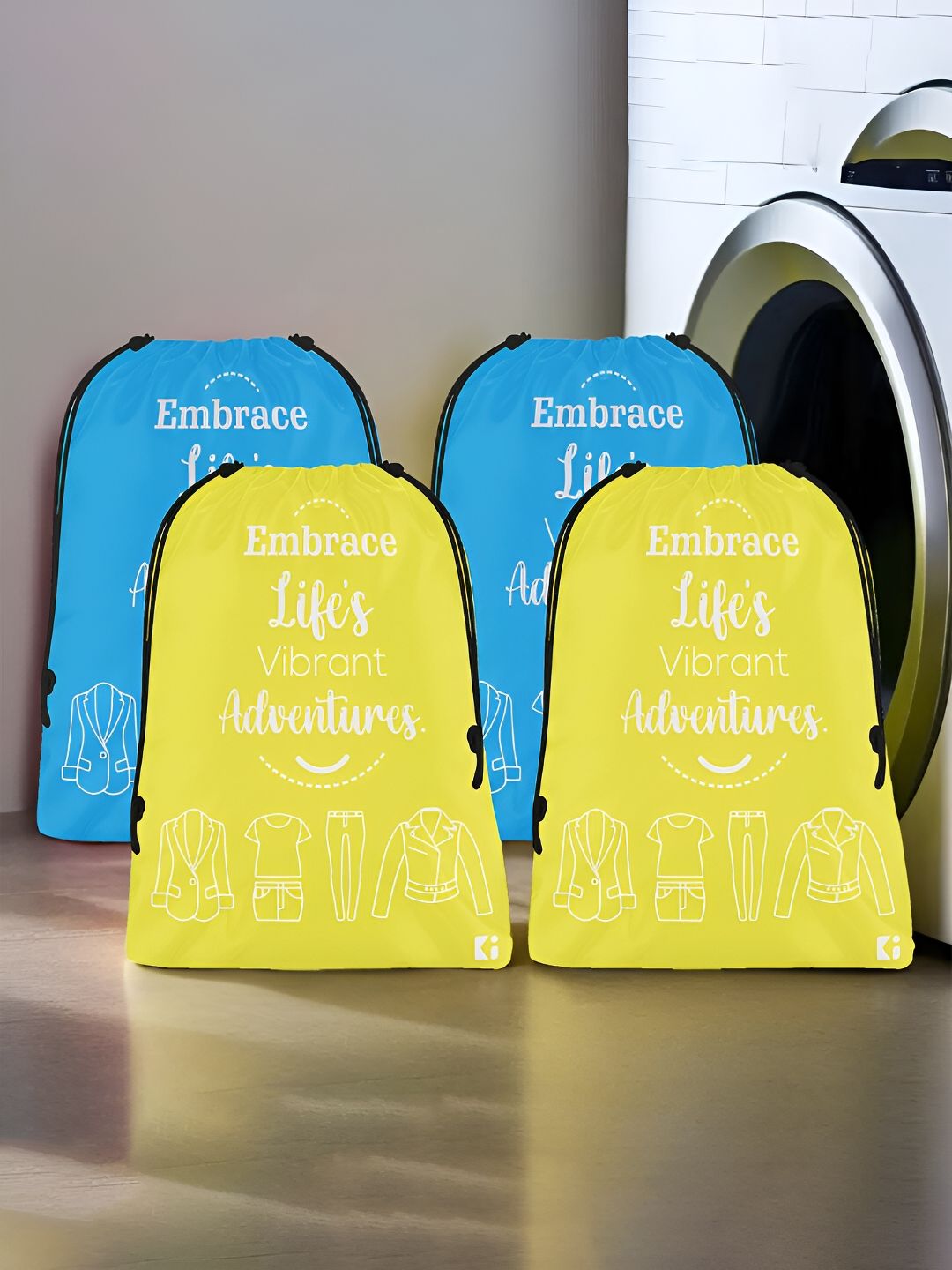 Kuber Industries Blue and Yellow 4 Pieces Regular Travel Laundry Clothing Organisers-picture-22