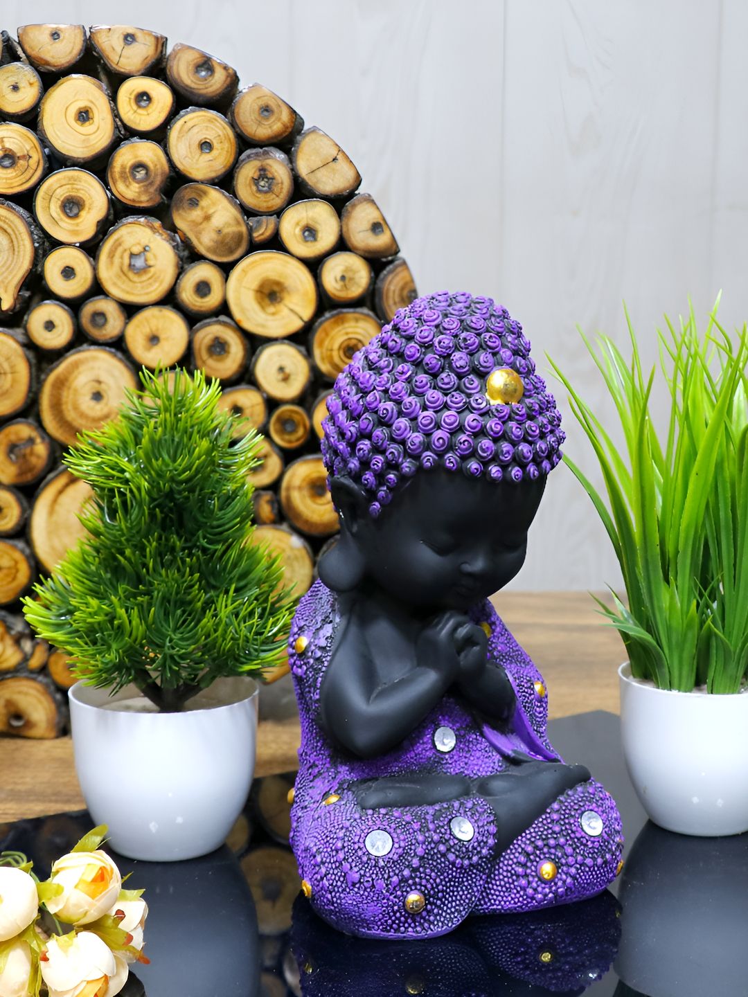 GW CREATIONS Purple & Black Textured Buddha Idol Showpiece-image-33