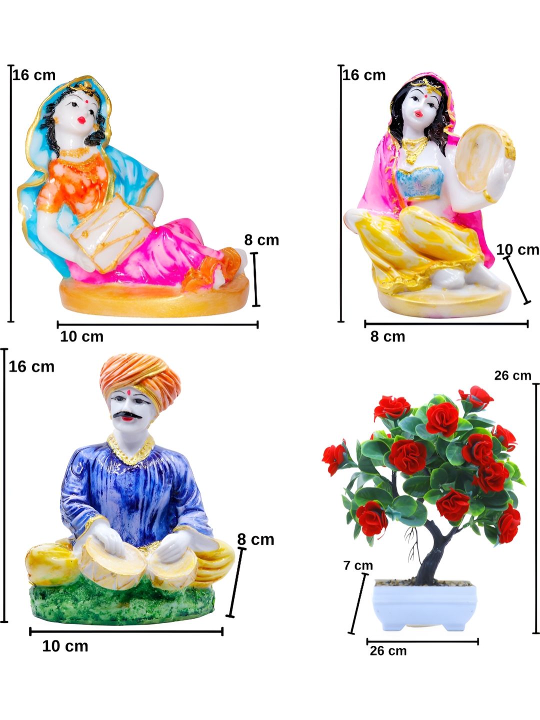 GW CREATIONS White & Blue 4 Pieces Figurine Showpiece-picture-33