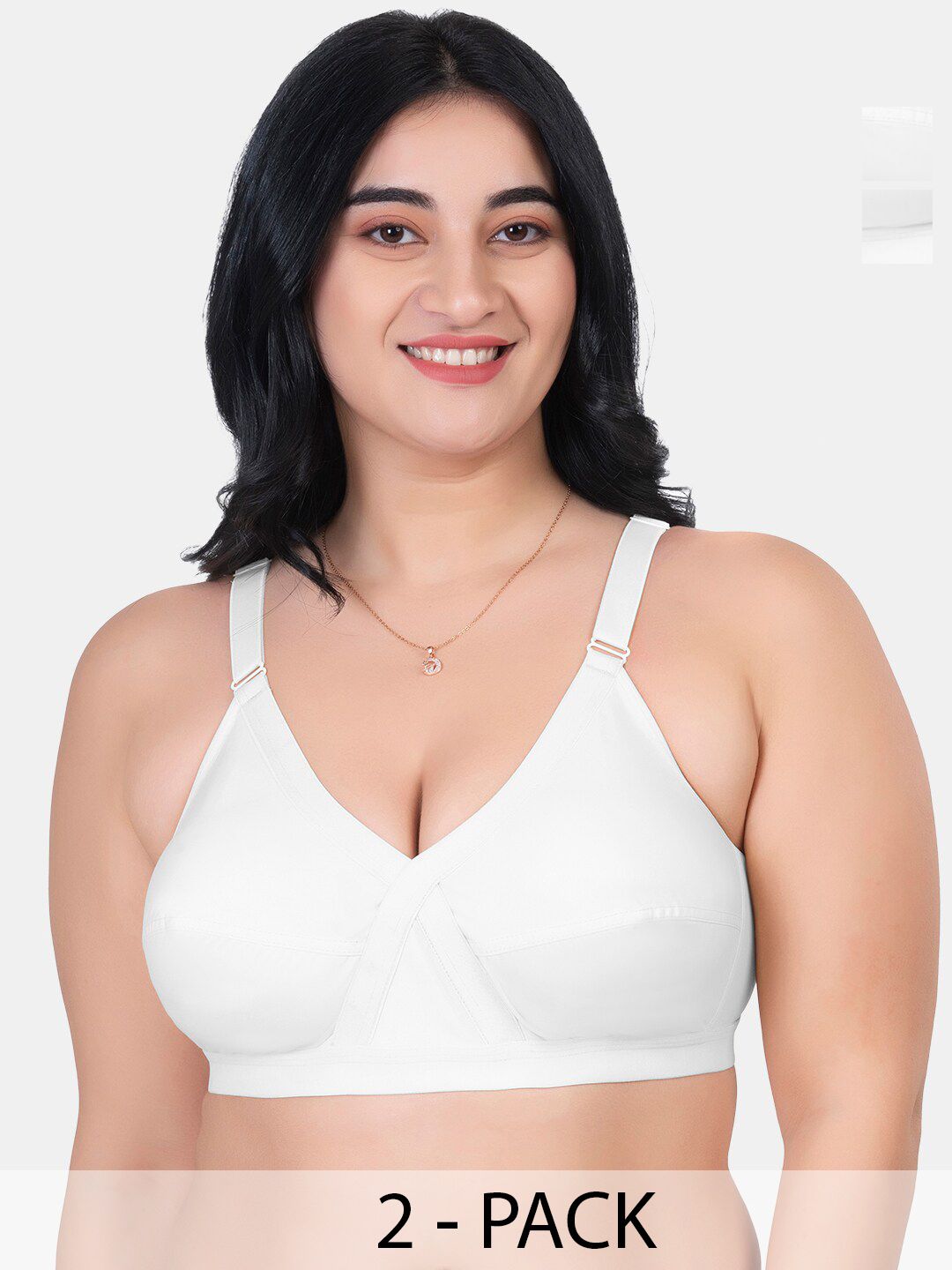 KOMLI Pack Of 2 Full Coverage Non Padded Pure Cotton Minimizer Bras With All Day Comfort-image-45