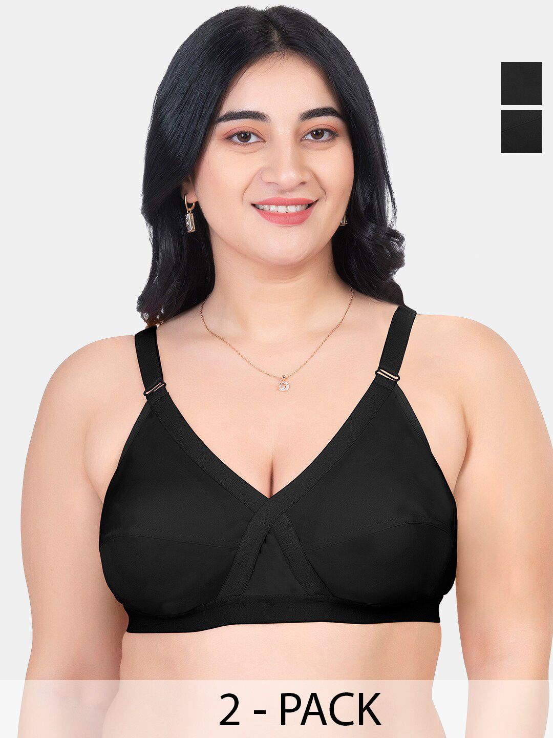 KOMLI Pack Of 2 Full Coverage Non Padded Pure Cotton Minimizer Bras With All Day Comfort