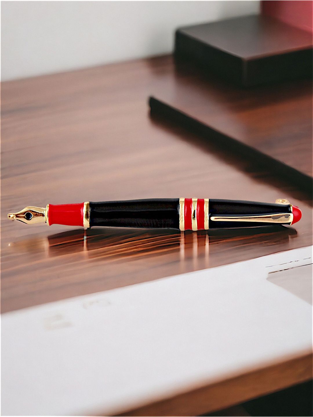 LUCKY JEWELLERY Unisex Gold Plated Fountain Pen Saree Brooch-picture-12