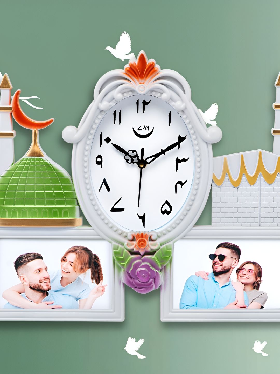 Attractionz White Contemporary Analogue Oval Wall Clock-picture-32