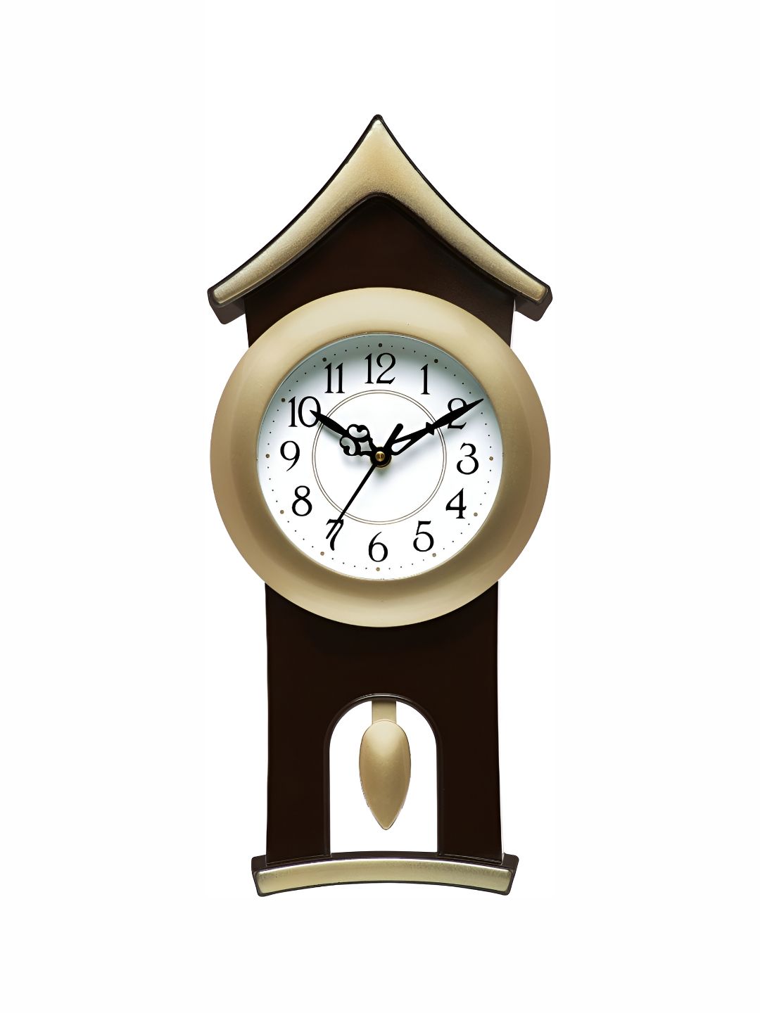 Attractionz Gold-Toned Round Analogue Pendulum Wall Clock-picture-21