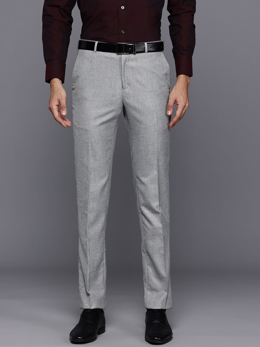 Raymond Men Textured Slim Fit Formal Trousers-picture-17