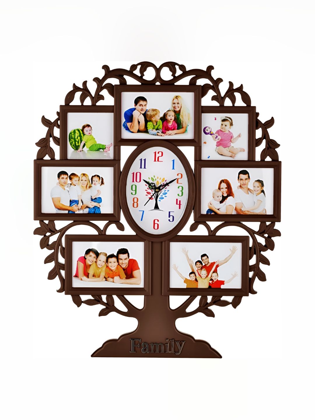 Attractionz Brown & Beige Contemporary Oval Shaped Wall Clock-picture-27