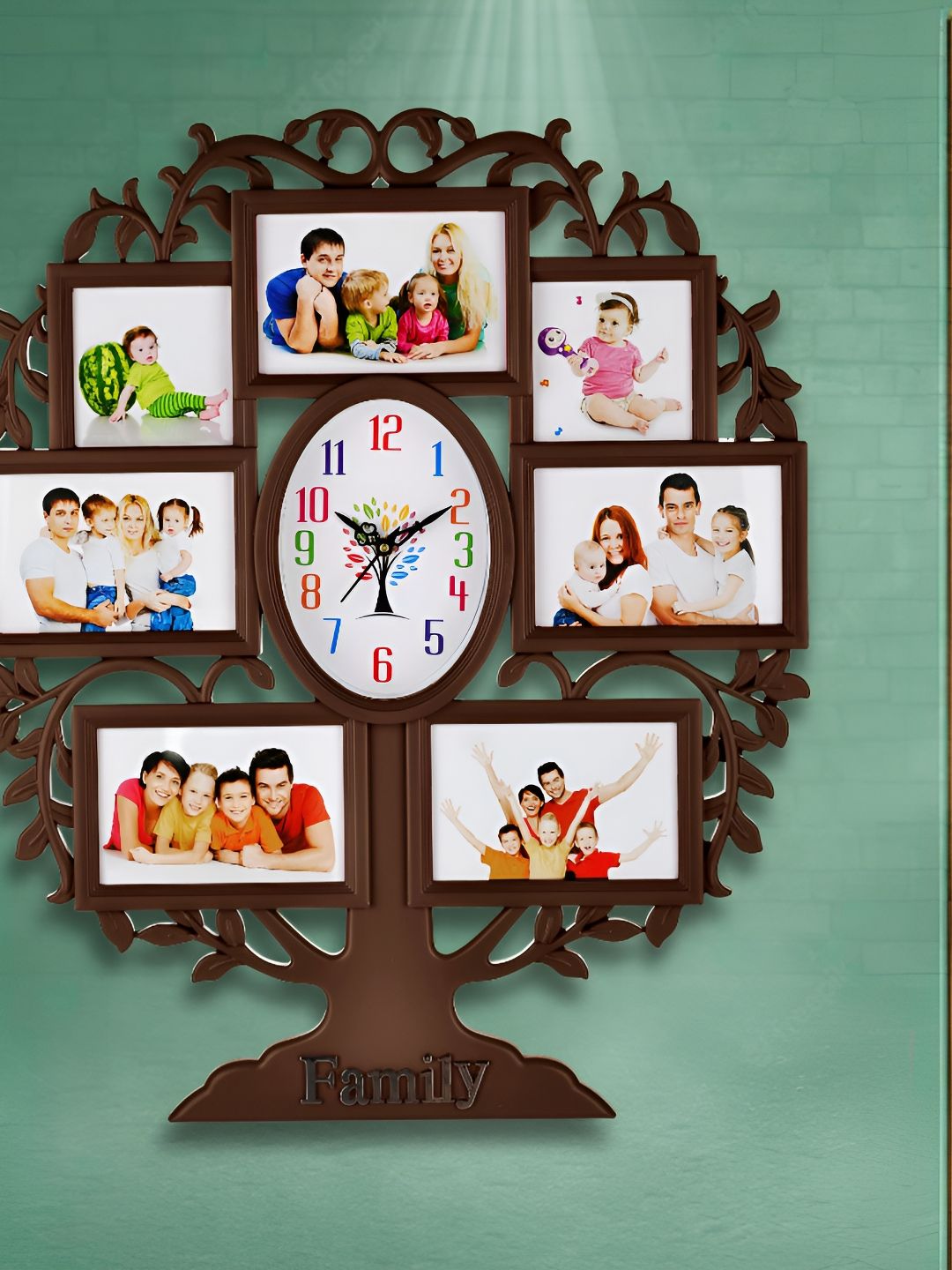 Attractionz Brown & Beige Contemporary Analogue Oval Wall Clock-picture-18