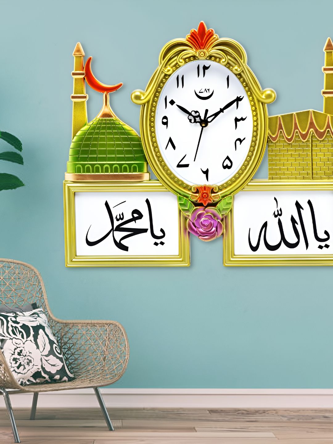 Attractionz Gold-Toned Oval Shaped Analogue Wall Clock-picture-35